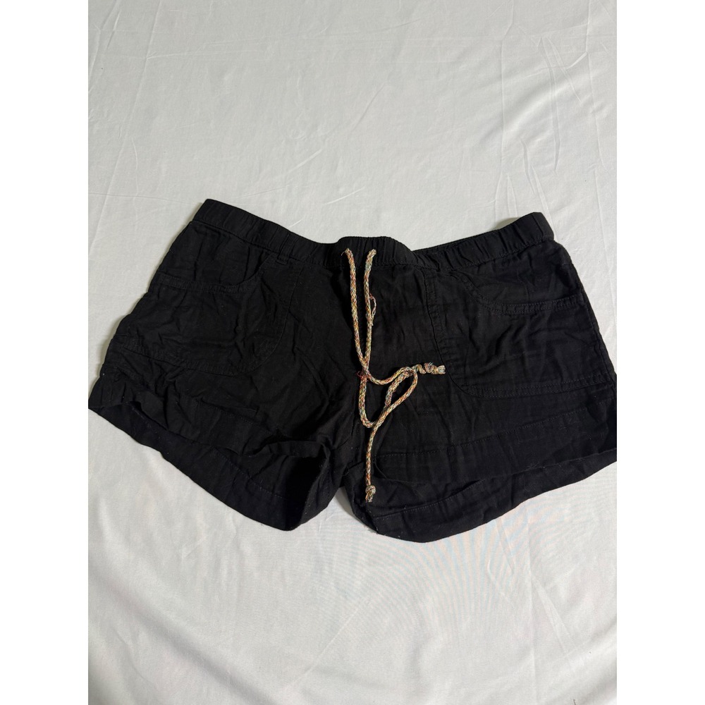 Roxy Womens Black Linen Blend Beach Shorts Braided Drawstring XL